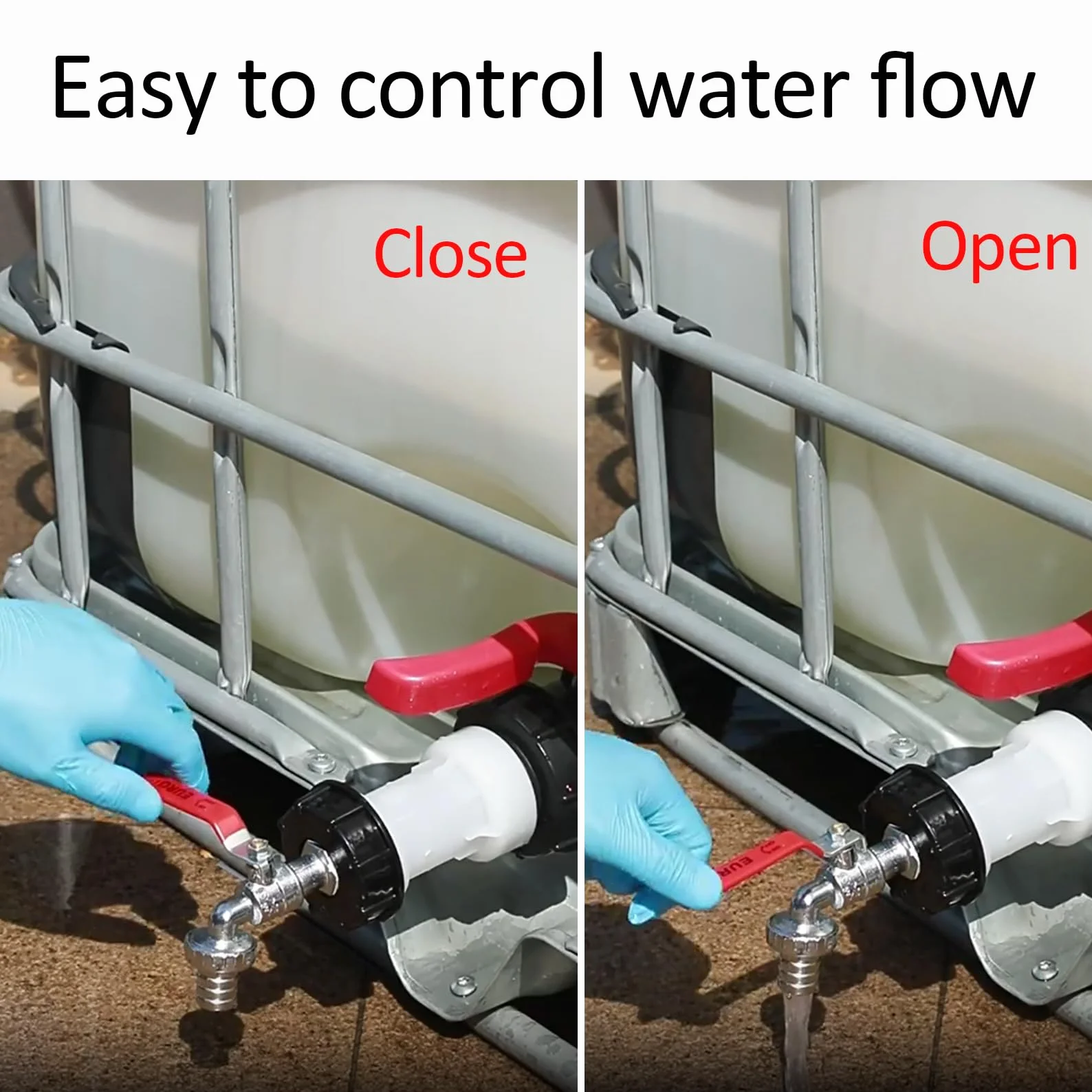 IBC zawór odpływowy 1/2" do zbiornika na deszczówkę 1000 l, akcesoria do zbiornika na wodę 3/4", z adapterem węża ogrodowego, akcesoria do zbiornika IBC, adapter do przyłącza
