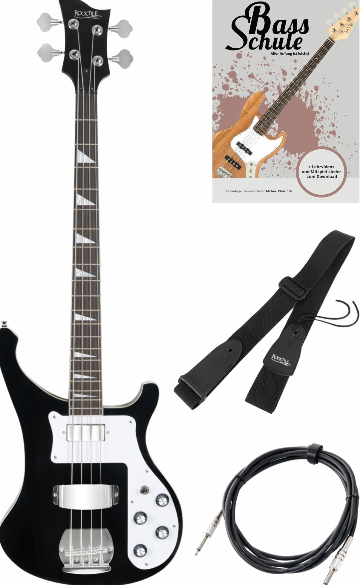 Rocktile Pro RB-400B Blackbird Elektryczna gitara basowa zestaw czarny