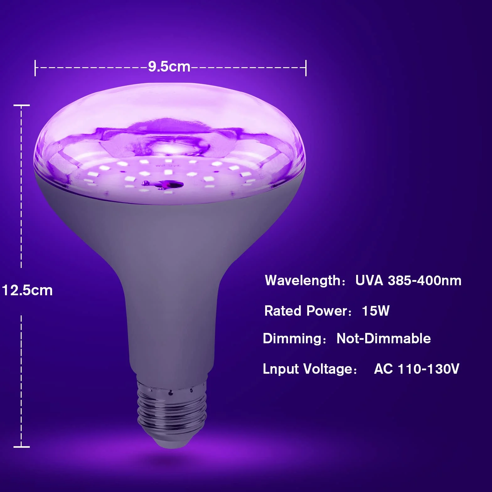 2 szt. E27 15W UV Schwarzlicht Glühbirne, czarna żarówka świetlna 385-400nm UVA Schwarzlichtung, neonfarben partylicht dla Halloween Party Disco Club Bar Körperkuns