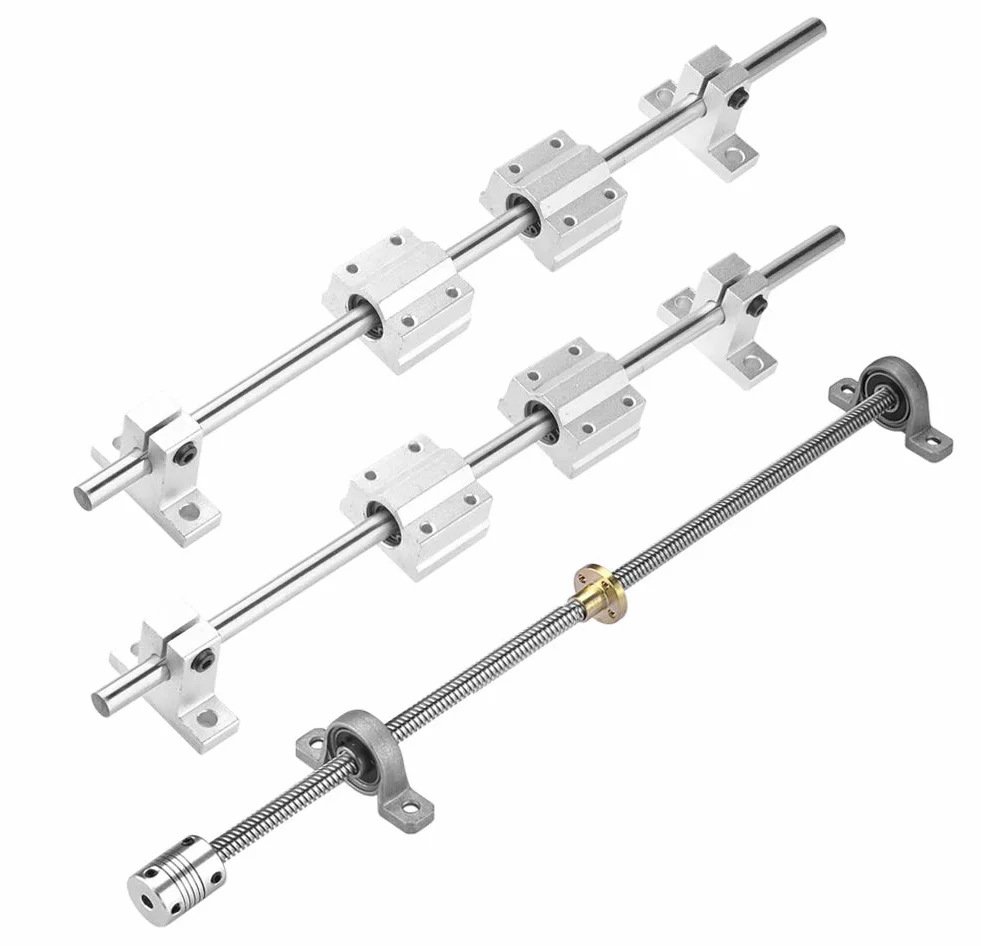 350 mm śruba pociągowa T8 + nakrętka miedziana + łożysko pionowe łożysko + sprzęgło + prowadnica liniowa 8 mm + uchwyt V + łożysko kulkowe (typ 7, 1 zestaw, 350 mm)