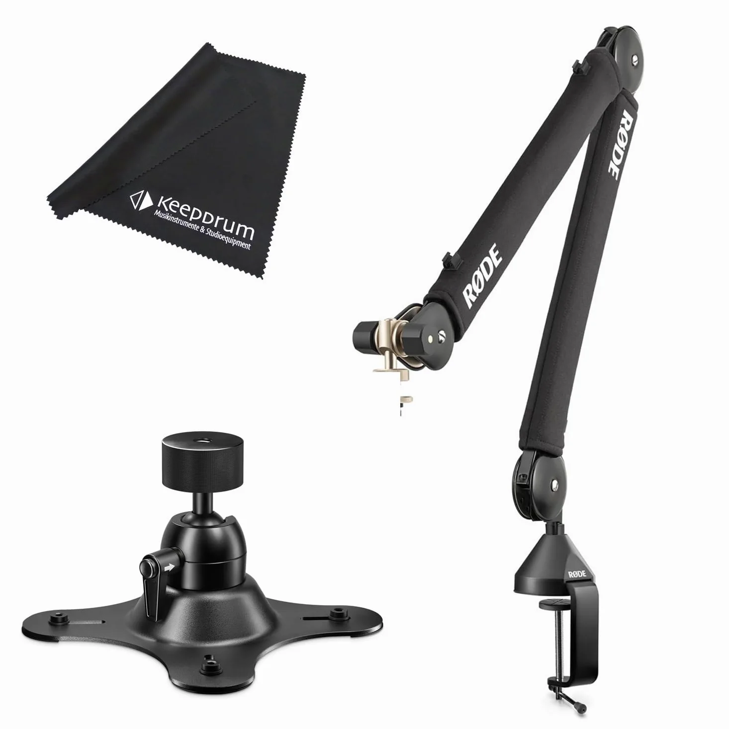 Rode PSA1+ stołowe ramię mikrofonowe + mocowanie statywu Vesa-Mount + ściereczka keepdrum