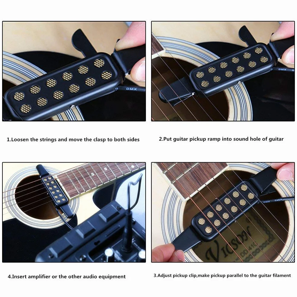 Przetwornik gitarowy z 12 otworami dźwiękowymi, klasyczny przetwornik, elektryczny przetwornik, akcesoria do gitary akustycznej